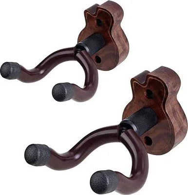 Produktbild von Gitarrenhalter Wandhaken - Schwarz Walnuss Holz - Gitarre Ukulele Halter - Wandhalterungen - Gitarren Zubehör - E-Bass Akustik - Gitarre Ukulele Cello Banjo Mandoline -