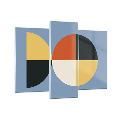 Produktbild von Bilder auf glas - 3 Teile - Stück Geometrisch Rad - 130x100cm - Glasbilder - Wandbilder - Bilder - zum Aufhängen bereit - Wanddekoration aus Glas - Glas Bilder - Wandbild auf Glas - GCB130x100-4771