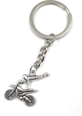 Produktbild von Onwomania Motorrad Springer Jumper Motocross Schlüsselanhänger Metall Glücksbringer in Alu Geschenkbox, ideal zum Verschenken