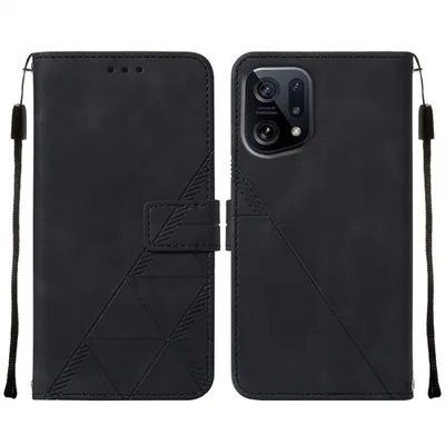 Image de Etui en cuir pour OPPO Find X5 étui design avec embossage, porte-cartes et support noir