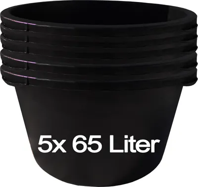 Image de 5 seaux à mortier de 65 litres Seau de chantier Seau à mortier Seau à plâtre Seau de maçon Seau