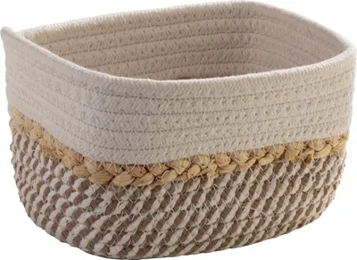 Produktbild von Aufbewahrungskorb - 17 x 12 cm - Beige - Weiß - Baumwolle
