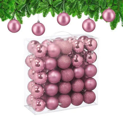 Produktbild von Weihnachtskugeln Christbaumkugeln Christbaumschmuck - 50 Stück - Ø 6 cm - Rosa - Matt und glänzend