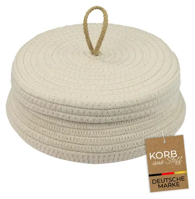 HMF Aufbewahrungskorb mit Deckel 25,5 x 11,5 cm in Creme, KI-generiertes Bild