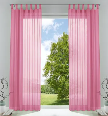 Produktbild von 2er-Pack Gardinen Transparent Vorhang Set Wohnzimmer Voile Schlaufenschal mit Bleibandabschluß HxB  225x140 cm Rosa 61000CN