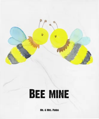 Produktbild von Mr. & Mrs. Panda Erstlingsdecke Biene Liebe - Weiß - Geschenk, Fleecedecke, Schmusedecke, Schlummerdecke, Plaid, Babydecke