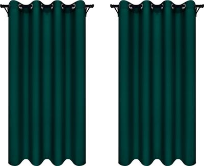 Vorhänge mit Ösen 140x160 cm 2 Stücke Dunkelgrün Fertige Blickdichte Gardinen