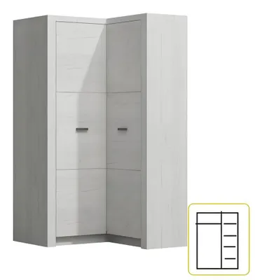 Produktbild von Kondela Ecke Kleiderschrank Unendlichkeit 14 - Weisse Asche