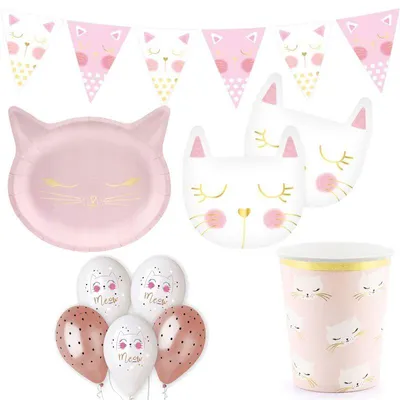 Produktbild von Katzen Partyset Kindergeburtstag Party Deko Geburtstag Dekoration 30 tlg.