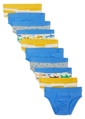 Productafbeelding van A. Essentials jongensonderbroeken van katoenen jersey, 10-pack, met haaien-, sterren- en stippenprint