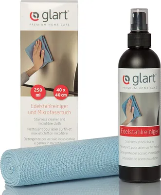 Produktbild von Glart 45ER Edelstahlreiniger 250ml & Mikrofasertuch - Streifenfreier Glanz