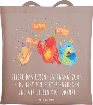 Produktbild von Mr. & Mrs. Panda Jutebeutel 2009 Geburtstag - Braun Pastell - Geschenk, Happy Birthday, Laptoptasche, Geburtsjahr, Jahrgang, Tasche, Glückwunsch, feiern, Geschenkideen