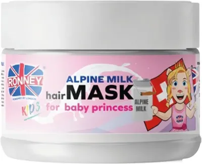 Obrázok produktu pre Ronney detská maska na vlasy so švajčiarskym alpským mliekom, 300 ml - Jemná starostlivosť o jemné detské vlasy