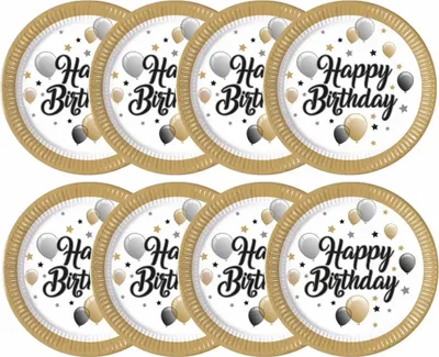 Produktbild von Happy Birthday Geburtstagsparty Teller 23cm 8St.