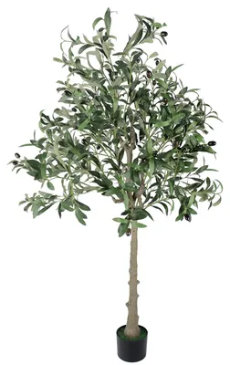 Produktbild von Künstlicher Olivenbaum, 150 cm, große künstliche Pflanze, Olivenbaum im Topf, Olivenbaum-Dekoration für Zuhause, Wohnzimmer, Schlafzimmer, Büro, Garten