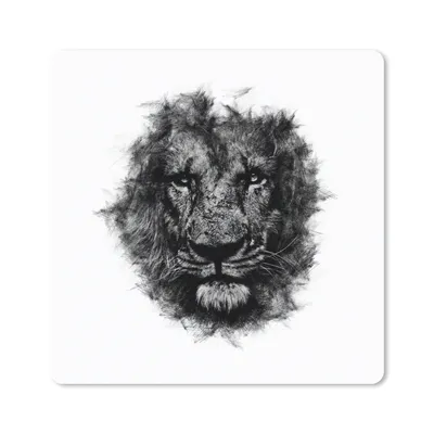Produktbild von MuchoWow® Mauspad Mousepad Löwe - Schwarz - Weiß 30x30 cm - Mousepads - Maus Mat - Pad - Mausunterlage - Gaming