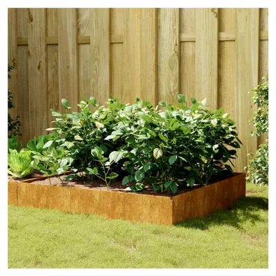Produktbild von Hochbeet aus Cortenstahl, 100 x 100 x 33,5 cm, für Rasen und Garten