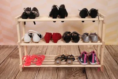 Image de Étagère à chaussures en bois de pin 80 × 30 × 52 cm - 3 étagères - naturel