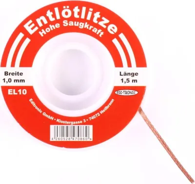Obrázek produktu pro Sada odpařovacích drátů / jednotlivě 0,5 mm, 1 mm, 1,5 mm, 2 mm, 2,5 mm, 3 mm, cívka, sací drát, měď – typ: 1x cívka Ø 1 mm, 3,30 EUR/m