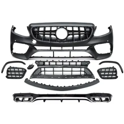 Produktbild von Stoßstange für Mercedes E W213 16-19 E63 Look Diffusor Auspuff Tipps Chrom.