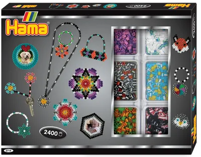 Immagine prodotto di Hama Perline da stirare midi "Scatola creativa a righe" Confezione regalo 5,0 mm 2.400 perline da stirare