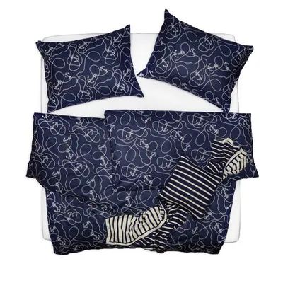 Produktbild von SCANquilt povlečení KLASIK DESIGN anchor tm. modrá 100% bavlna 140 x 200/70 x 90 cm