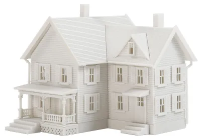 Modellhaus-Bausatz Familienhaus für Modelleisenbahn & Diorama, Eckhaus