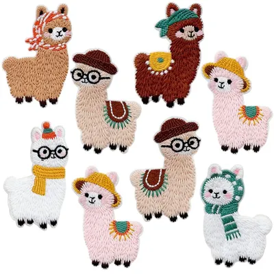 Lama-Patches zum Aufbügeln, 8 Stück, Stickerei-Applikationen