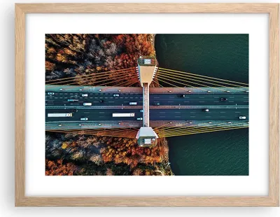 Produktbild von Gerahmtes Poster - Rahmen in heller Eiche - Brücke Siekierkowski Warschau - 40x30 cm - Wand Bild - Wanddeko - Wandbilder - Kunstposter - Wandposter - Bilderrahmen - Bilder - P2NAA40x30-4663