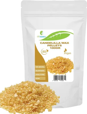 Image de Cire de candelilla granulée, 100 g, pure à 100%, pour cosmétiques