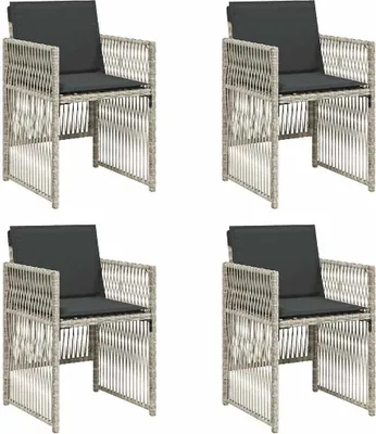 Produktbild von vidaXL Gartenstühle mit Kissen 4 Stk. Hellgrau Poly Rattan
