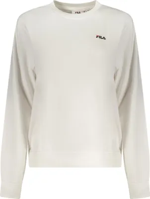 Produktbild von Weißer Damenpullover ohne Reißverschluss: Baumwolle & Stickerei