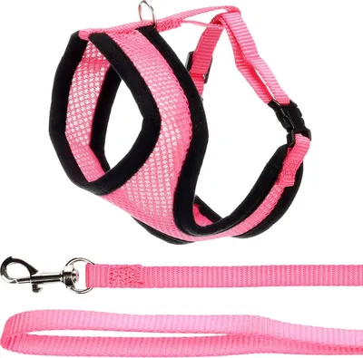 Produktbild von Flamingo Harms Katzengeschirr-Set rosa/schwarz