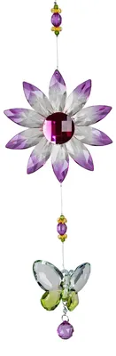 Produktbild von Dekohänger Blume rosa mit Schmetterling L. 30cm aus Acryl Formano F25