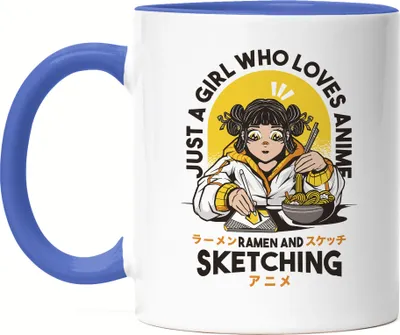 Produktbild von Just a girl who loves Anime, Ramen and Sketching Tasse Blau Anime Fans Ramen Lieblingsgericht Zeichnen Manga