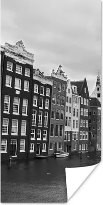 Produktbild von MuchoWow® Poster Amsterdam Grachten Schwarz-Weiß-Fotodruck 20x40 cm - Plakat - Foto