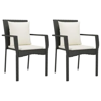Produktbild von Gartenstühle mit Kissen 2 Stk. Poly Rattan Schwarz