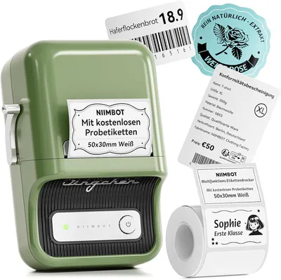 Produktbild von Bluetooth Etikettendrucker tragbar Selbstklebend Beschriftungsgerät Label Printer für Barcode Preisetiketten Büro Einzelhandel Haushalt App gesteuert