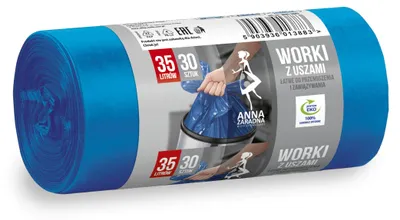 Produktbild von Anna Zaradna Blaue Müllbeutel mit Tragegriffen, LDPE, 35L, 30 Stück