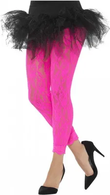 Produktbild von Neonpinke Spitzen Leggings für 80er Jahre Outfits