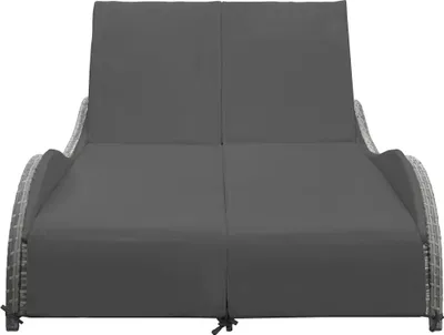 Produktbild von vidaXL Doppel-Sonnenliege mit Auflage Poly Rattan Anthrazit