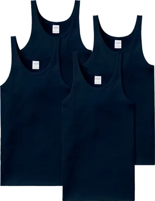 Produktbild von SCHIESSER Herren Unterhemd 4er Pack - ärmellos, Baumwolle Essentials, Feinripp Blau XL