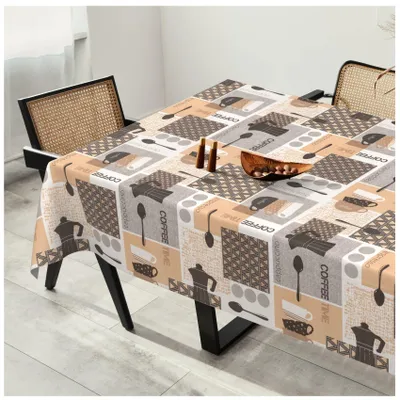 Produktbild von Tischdecke aus Wachstuch für rechteckigen Tisch, abwischbar, wasserabweisend, beige, 200 x 140 cm