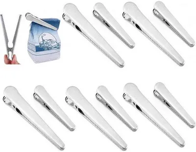 Produktbild von Edelstahl-Klemmen, 10 Stück, für Lebensmittelbeutel, steife Clips