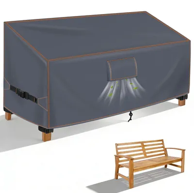 Immagine prodotto di Copertura impermeabile per panchine da giardino - Copertura protettiva - Per 3 persone - Resistente ai raggi UV - Adatta per l'inverno - Tessuto Oxford 420D - Dimensioni: 163x70x63/86 cm - Copertura per panchina da giardino
