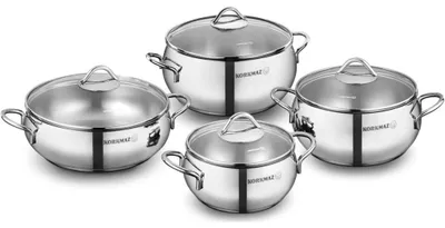 Image de Korkmaz Tombik - set de 8 pots en acier inoxydable