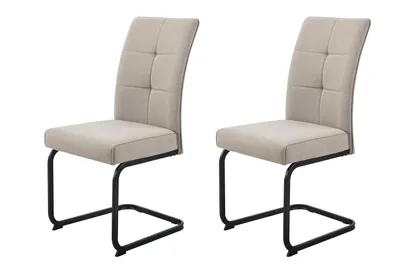 Produktbild von Hela Tische, 2er SET Esszimmerstuhl Freischwinger Malta, Webstoff Schlamm, ergonomischer Rücken mit Steppung, Vierkantgestell Schwarz, 120kg belastbar