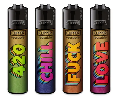 Produktbild von Clipper® Feuerzeuge 4er Set: FFX Slogan #44