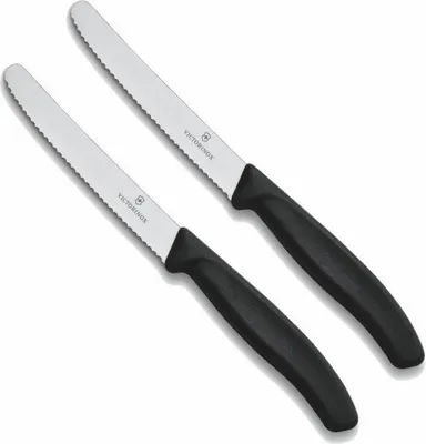 Produktbild von Victorinox | Swiss Classic Tafelmesser | Wellenschliff | rostfreier Edelstahl | spülmaschinengeeignet | 2er Set | zeitloses Design in Schwarz