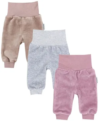 Produktbild von TupTam Baby Mädchen Nicki Hose Jogginghose 3er Pack, Farbe: Melange Grau / Beige / Rosa, Größe: 98